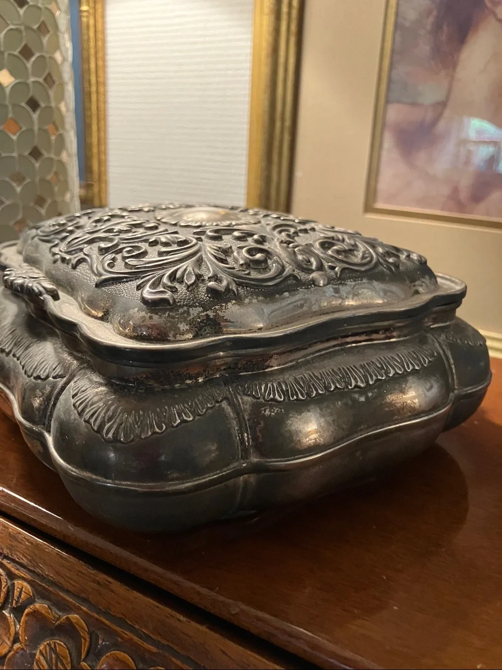 ornate silver jewelry box